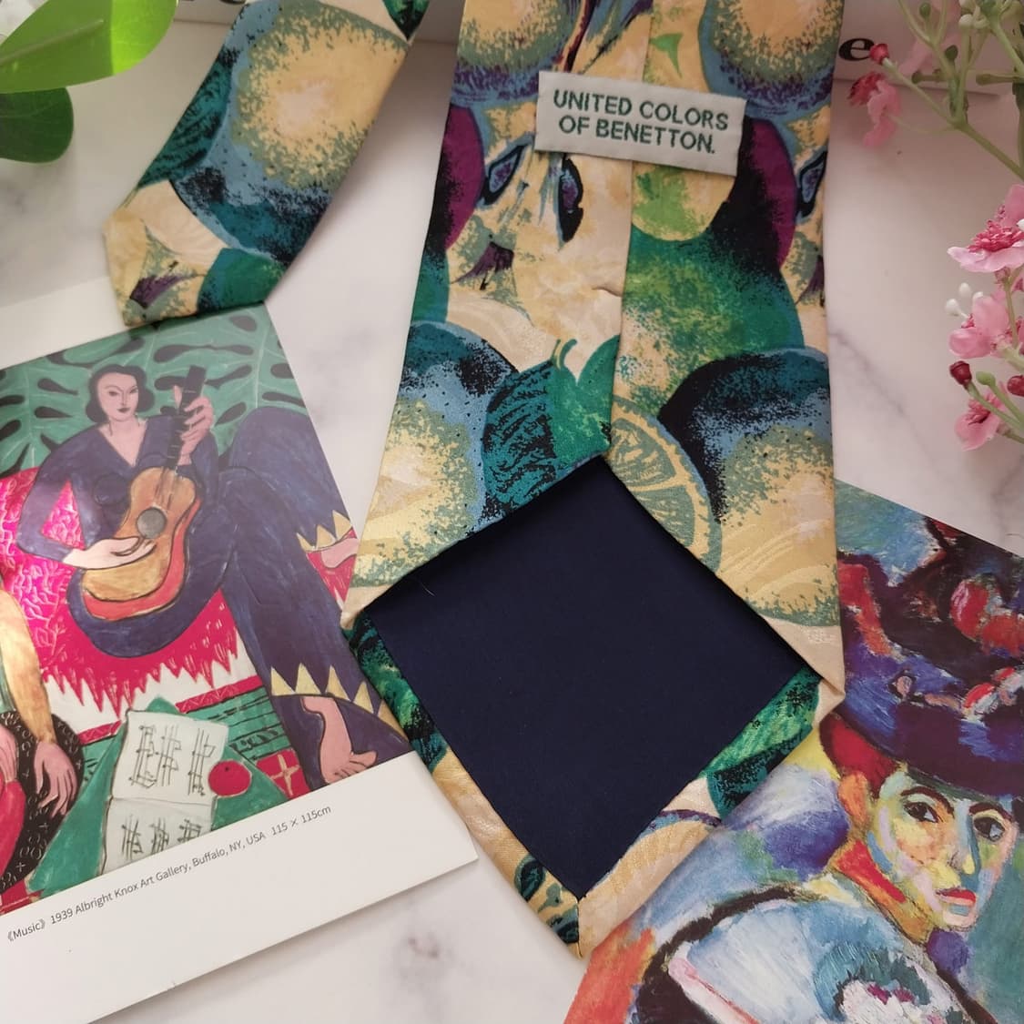 베네통 실크 그린 라임 아트 패턴 넥타이 9.5cm A+등급 K1441
 상품이미지8