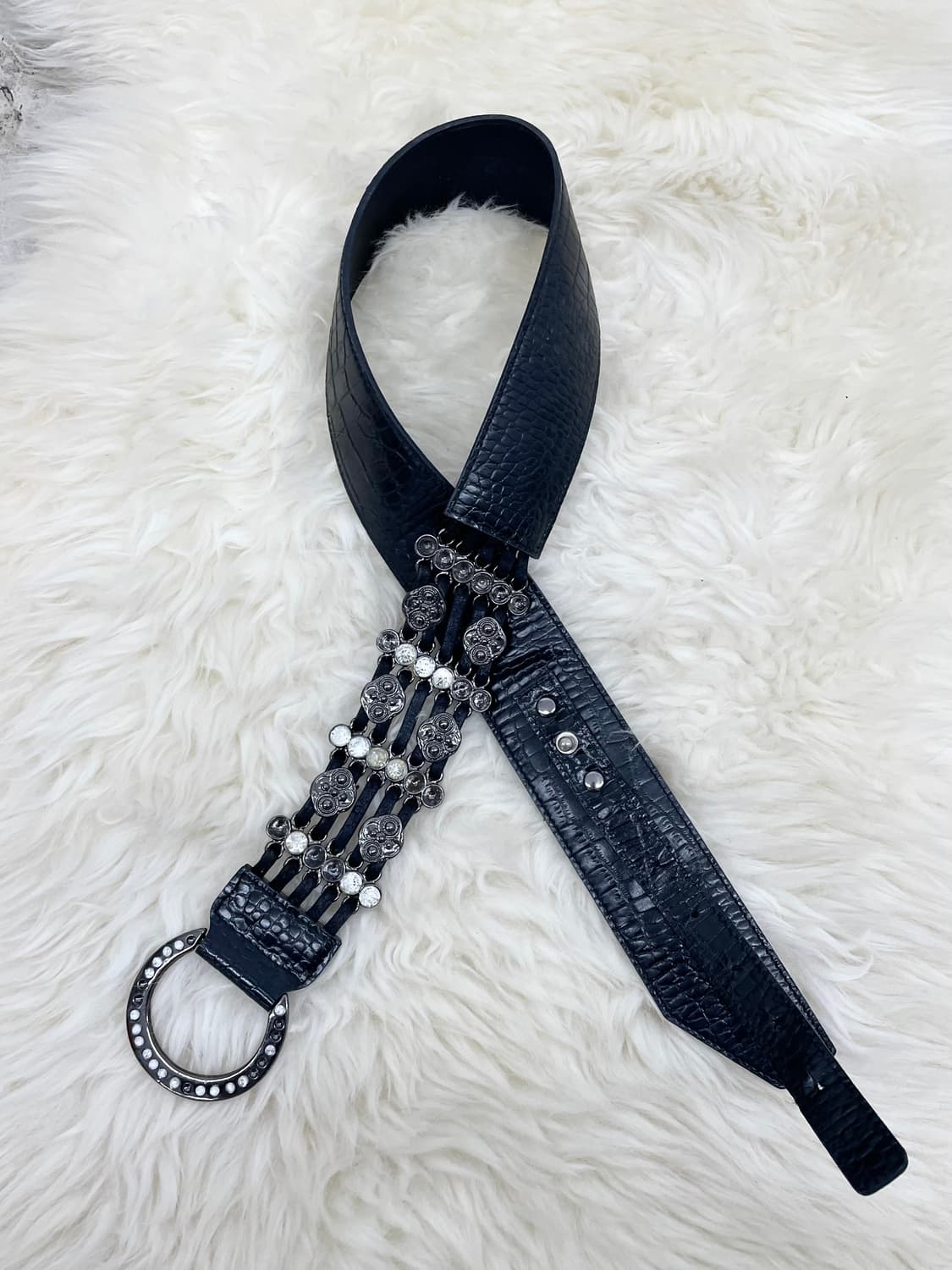 블랙페어리 와이드 큐빅 버클 벨트 상품이미지5