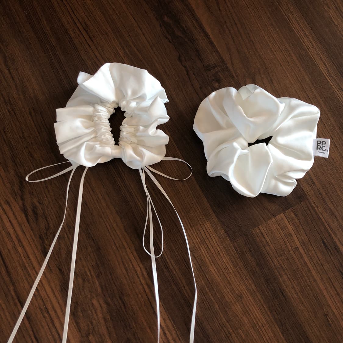 스크런치 2개 새상품 일괄 곱창 헤어슈슈 화이트 로맨틱 발레코어 리본 상품이미지2