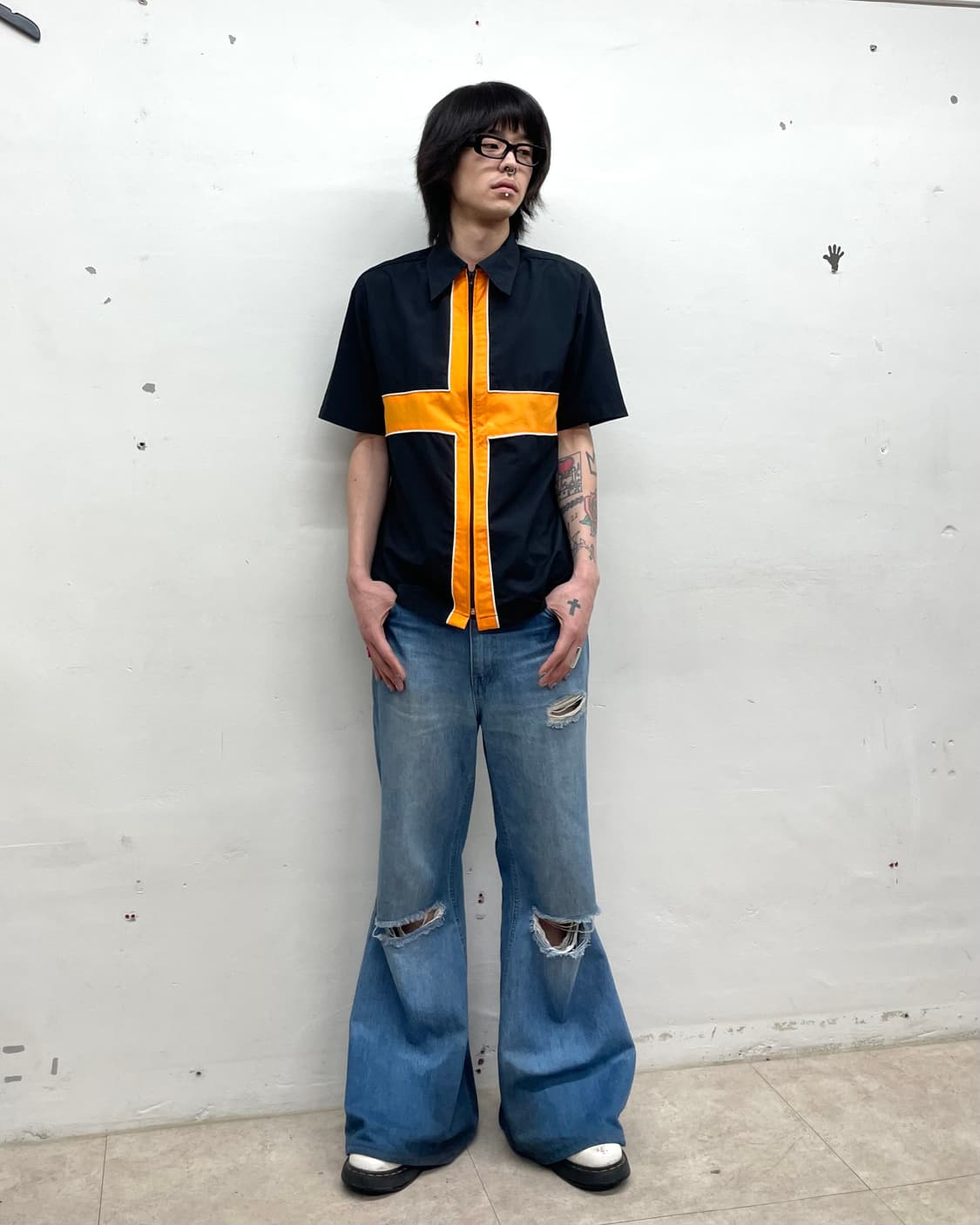 Orange Cross Zip-Up T-Shirt 상품이미지5