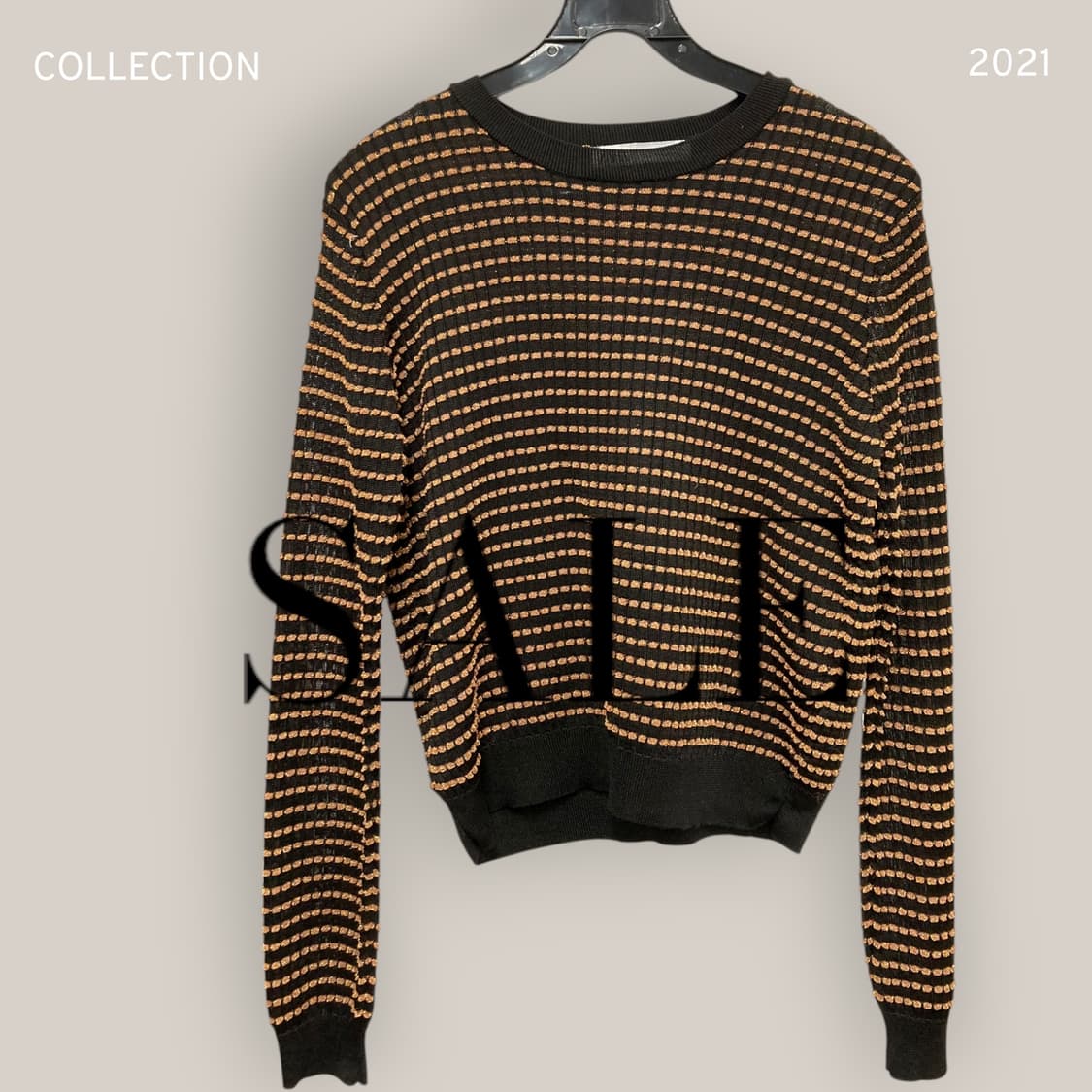 자라 줄무늬 니트 블랙/골드 여성 zara 상품이미지1