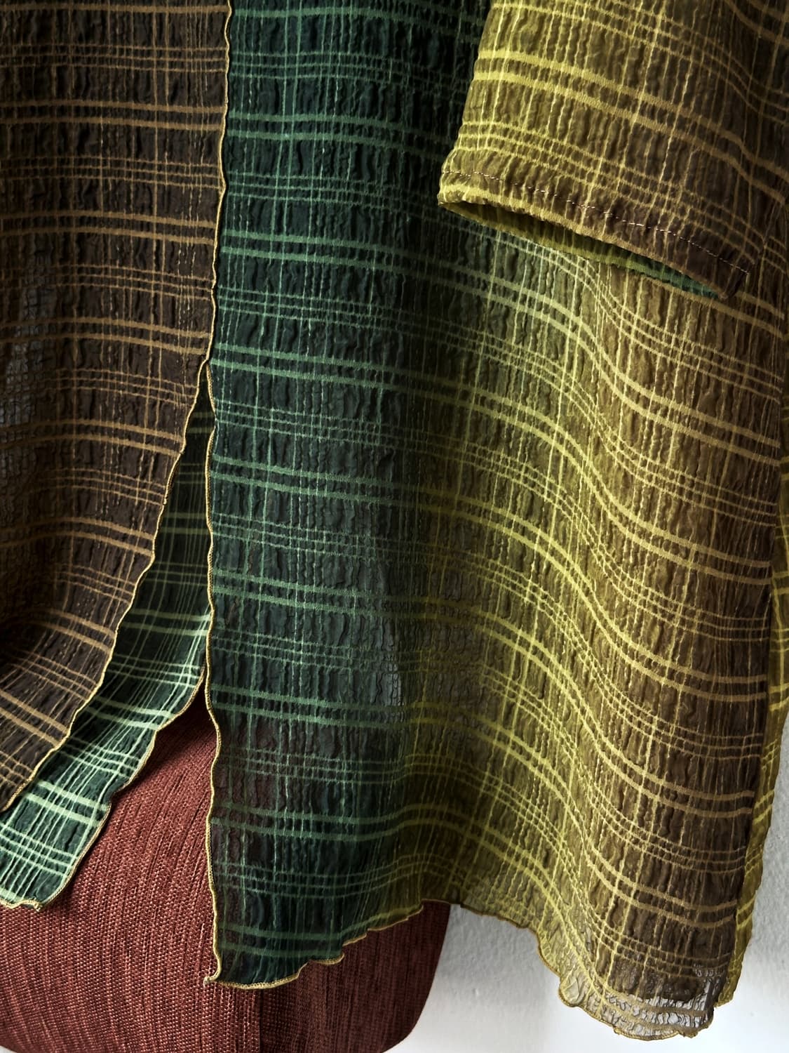 Sheer fabric shirred design panel TOP 상품이미지2