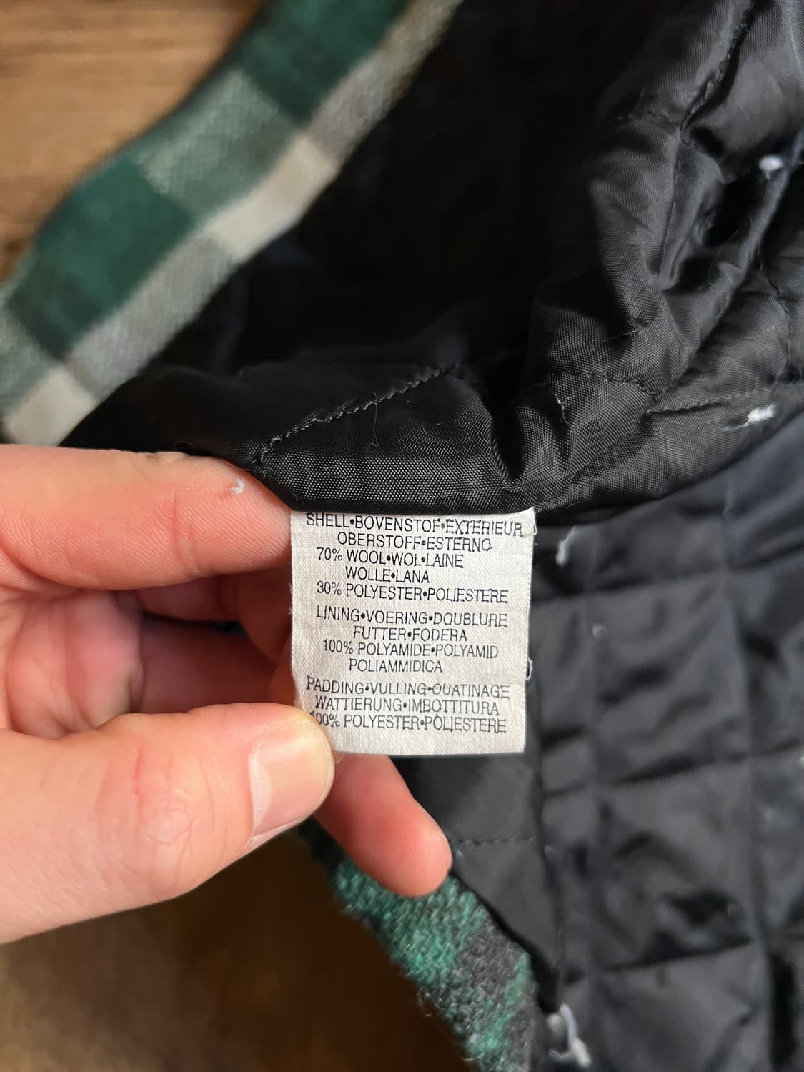 [L]90's Lee 이태리제 퀼팅 라이닝 그린 타탄체크 울 자켓 상품이미지7