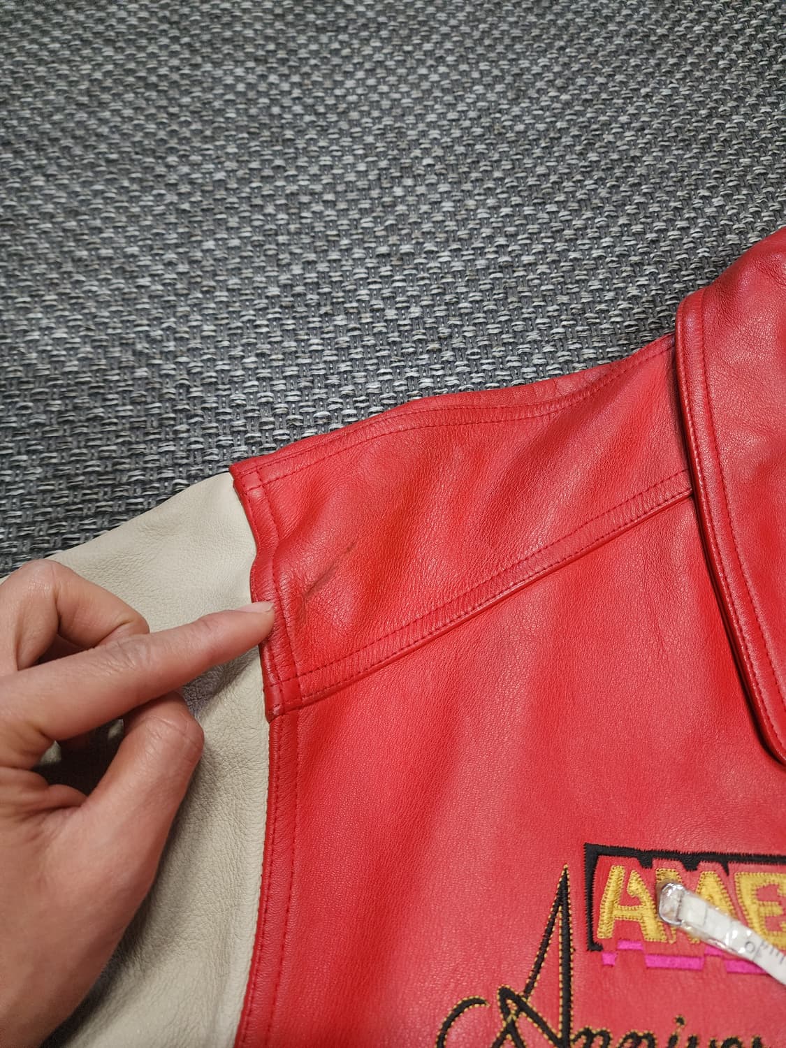 아메코 빈티지 가죽AMECO 스타디움 자켓 레드  XL 상품이미지4