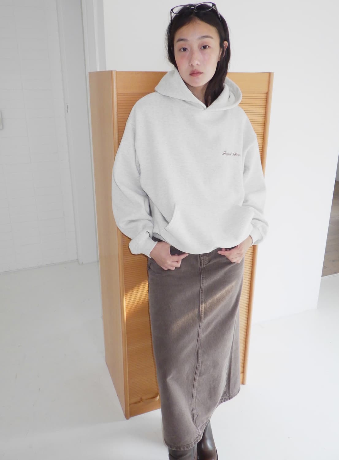 포니테일Maggie Garment Dyed Denim Long Skirt 상품이미지5