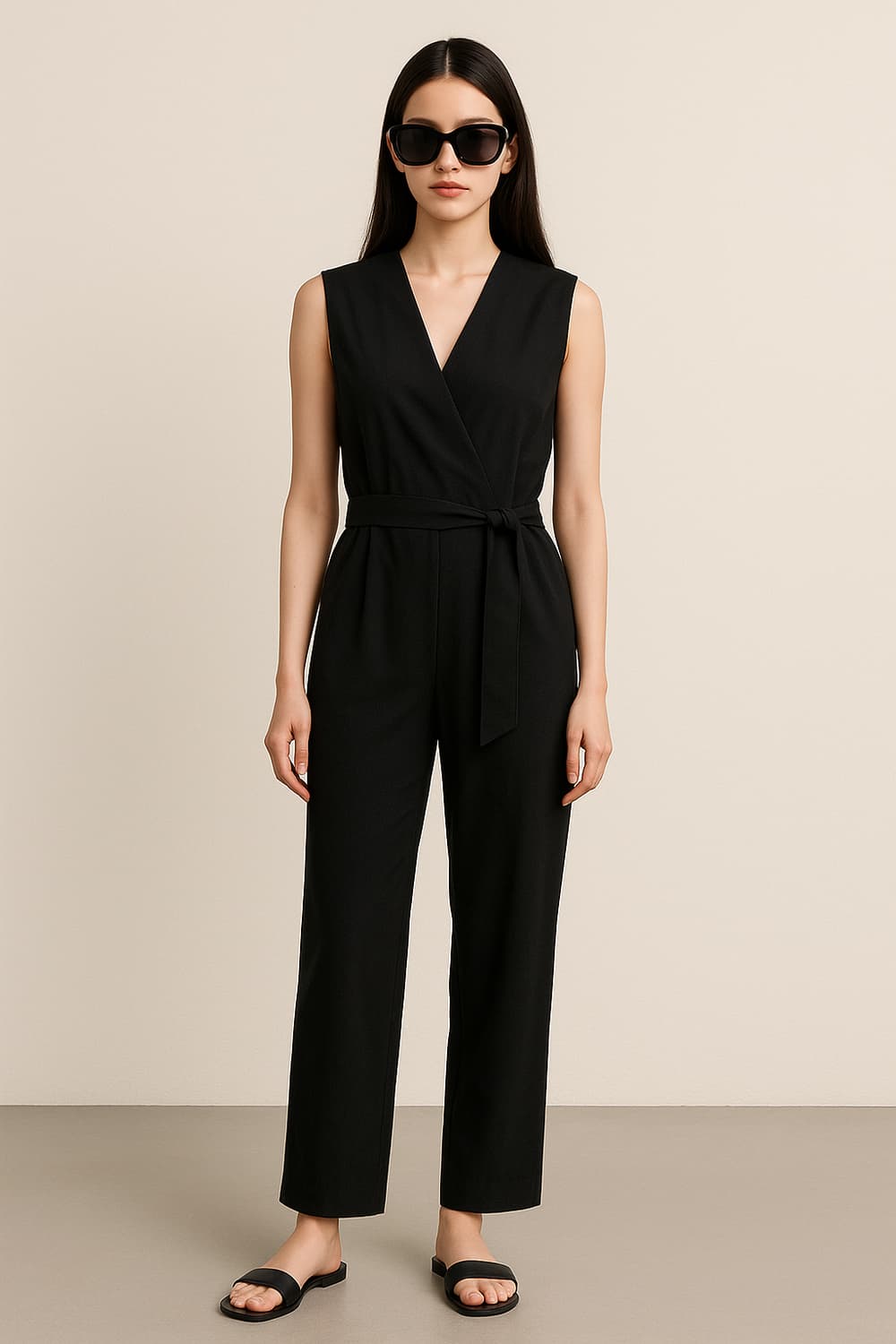 띠어리. 여자 블랙 랩 스타일 점프수트_호칭2 상품이미지1