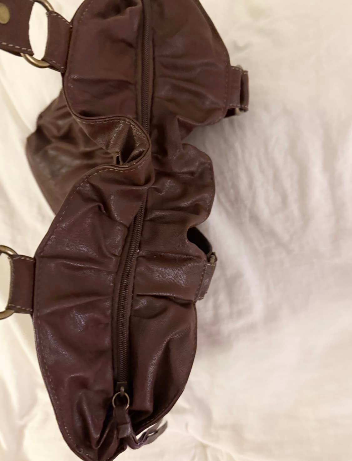 그런지페어리 브라운 레더 셔링 숄더백 모리걸 하구미 보헤미안 상품이미지6