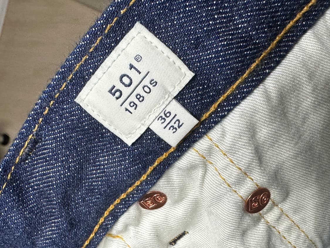 리바이스 1980s 501 블루탭 36x32 상품이미지4