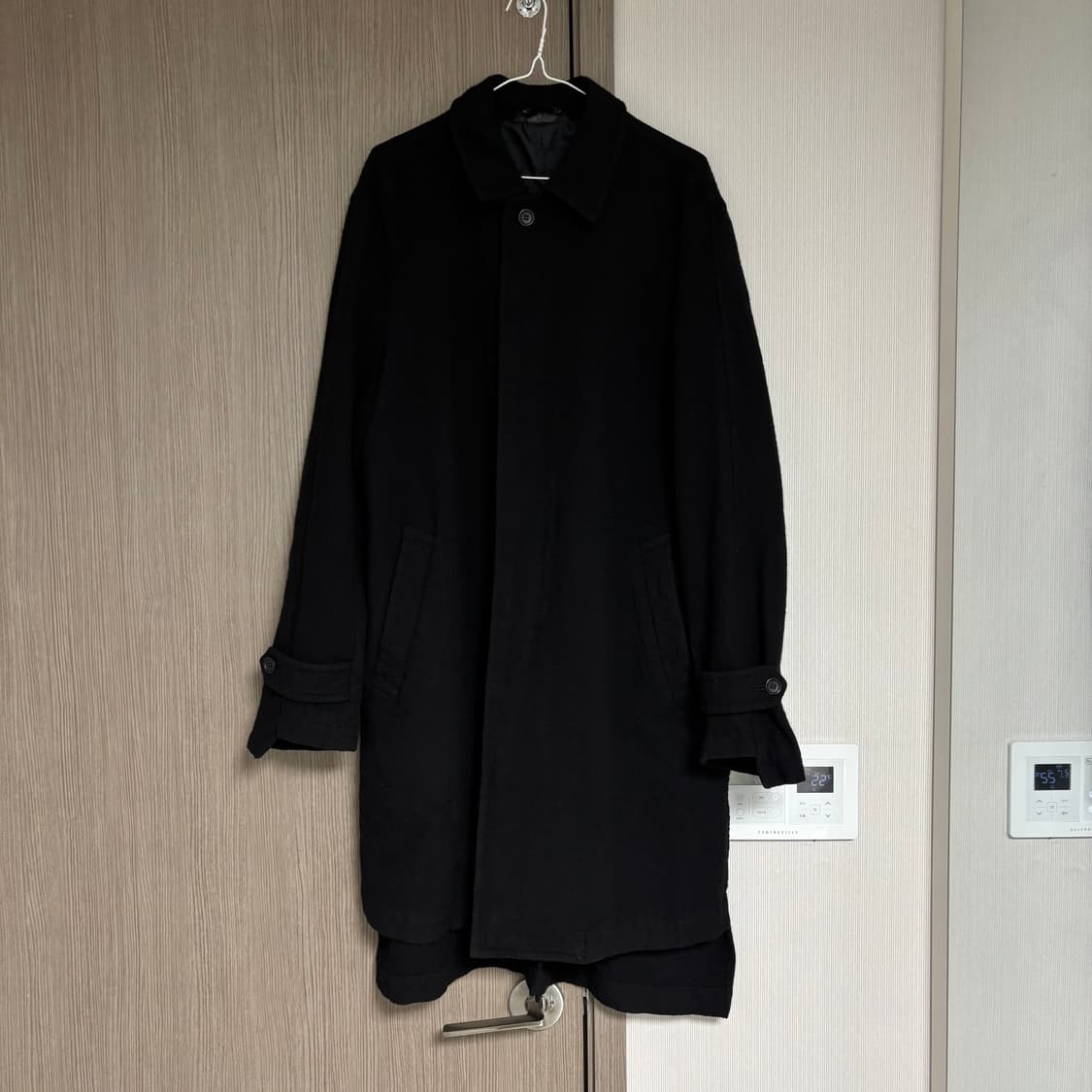 꼼데가르송 블랙 축융 울 코트 상품이미지2