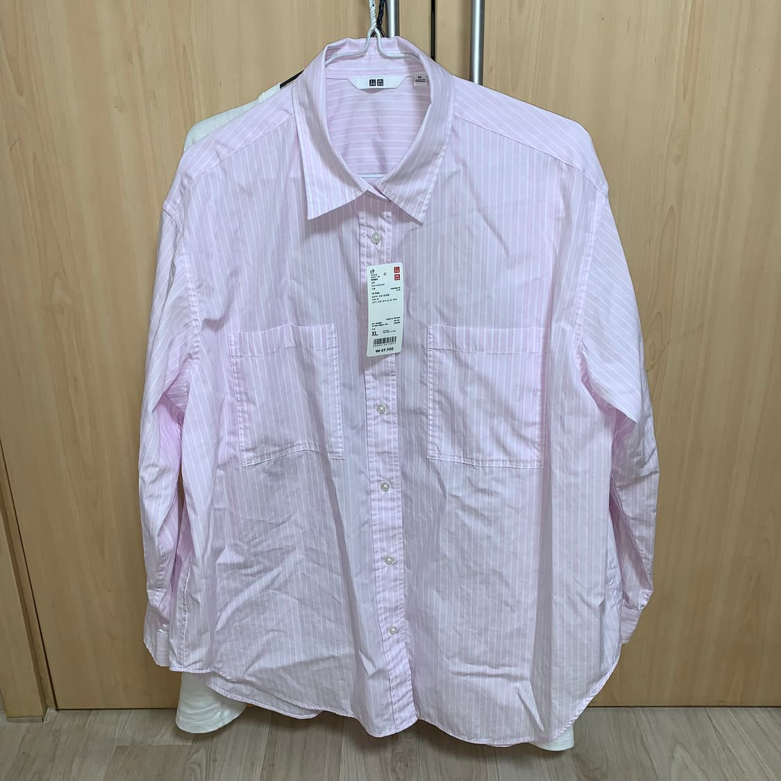 유니클로 코튼오버사이즈셔츠 핑크 XL (새상품) 상품이미지2