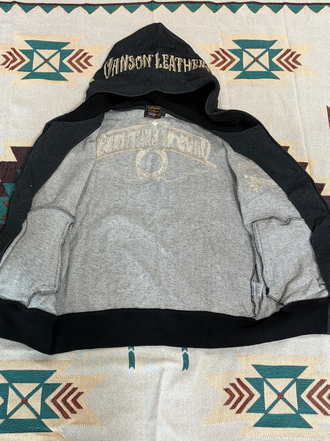 밴슨 레더 자수 로고 모터사이클 후드집업  상품이미지6