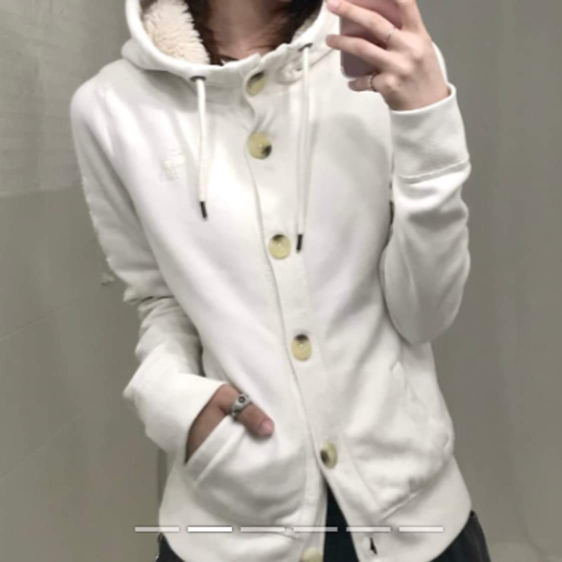 아베크롬비 단추 퍼 후드집업 화이트 상품이미지3