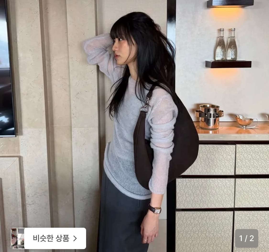 아르토 모헤어 보트넥 니트 - 라이트그레이 상품이미지2