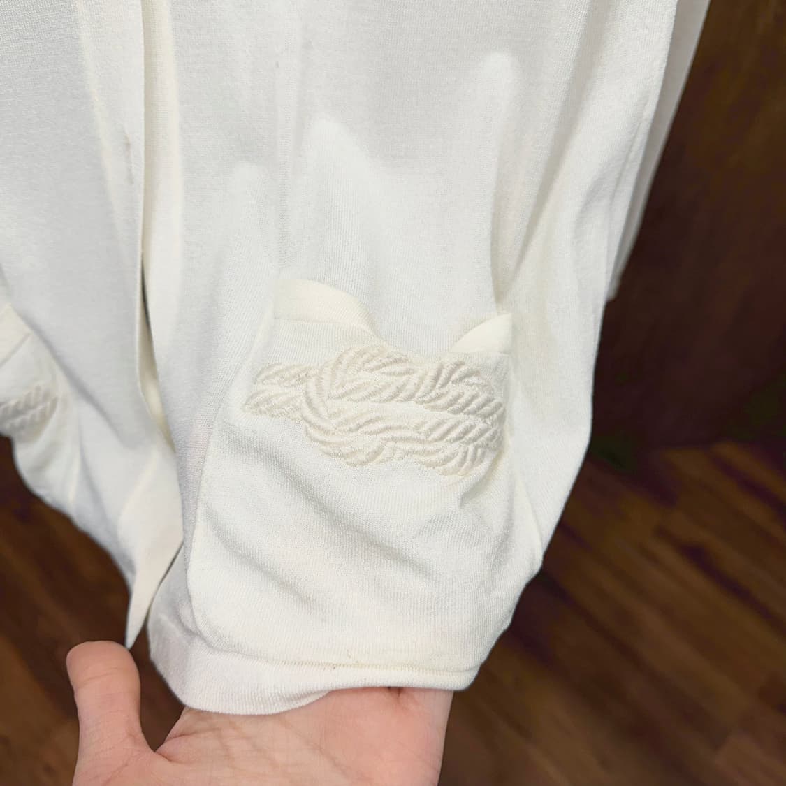 막스마라 브이넥 긴팔 니트 가디건 무지 디테일 루즈핏 아이보리 상품이미지6