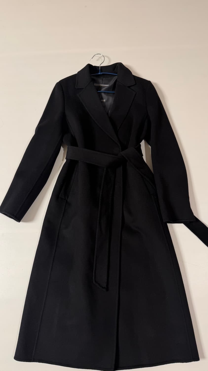 새상품) 데코 캐시미어 핸드메이드 블랙 롱 코트 S. 정가 90만원대.  상품이미지4