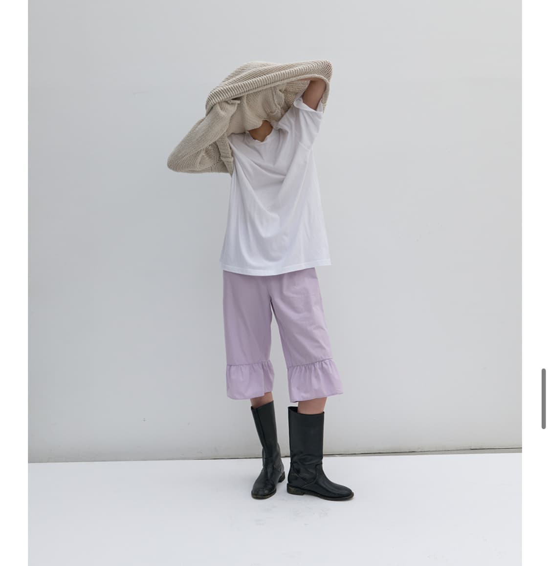 낫띵에브리띵 FRILL DETAIL COTTON PANTS IN 라벤더 상품이미지3