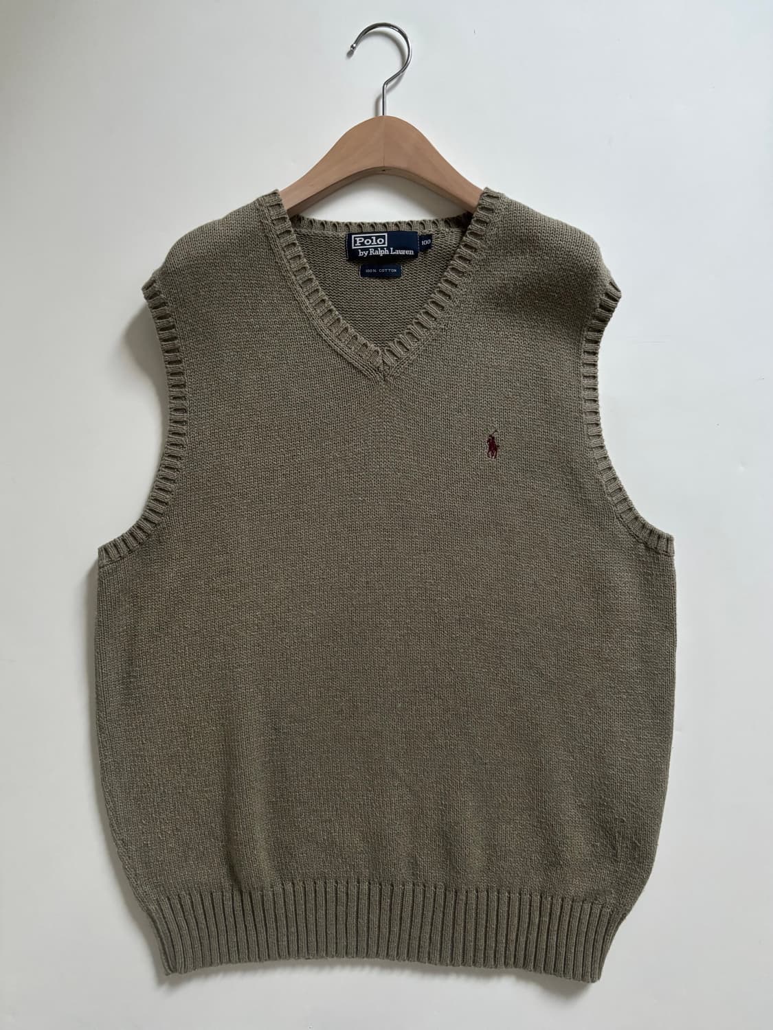 Polo 폴로 랄프로렌 카키 컬러 코튼 니트 베스트 상품이미지1