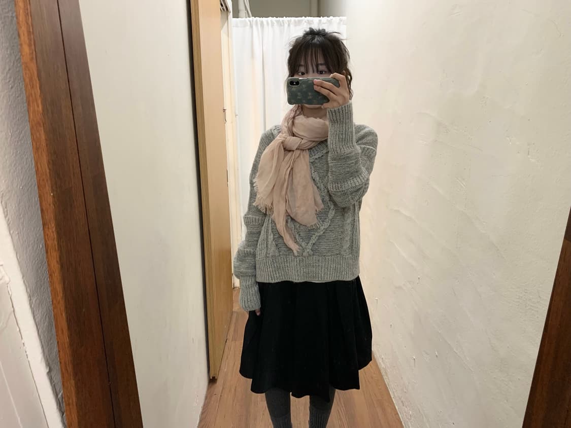 시스템 라운드넥 긴팔 케이블 니트 입체 꽈배기 짜임 디테일 루즈핏 그레이 상품이미지2