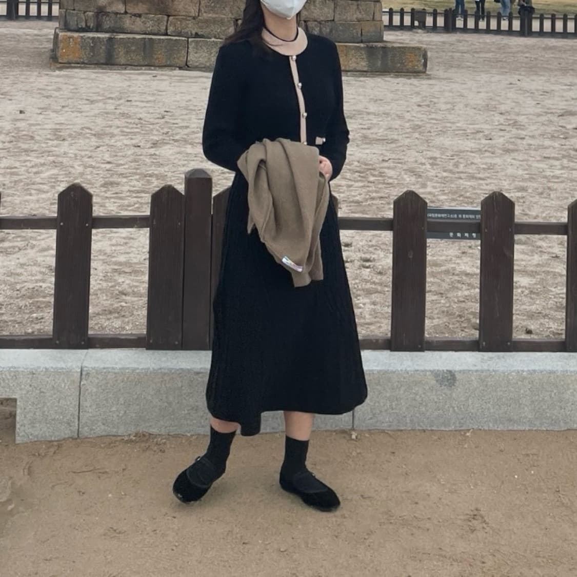 올리브데올리브 트위드 플리츠 니트 원피스 상품이미지1