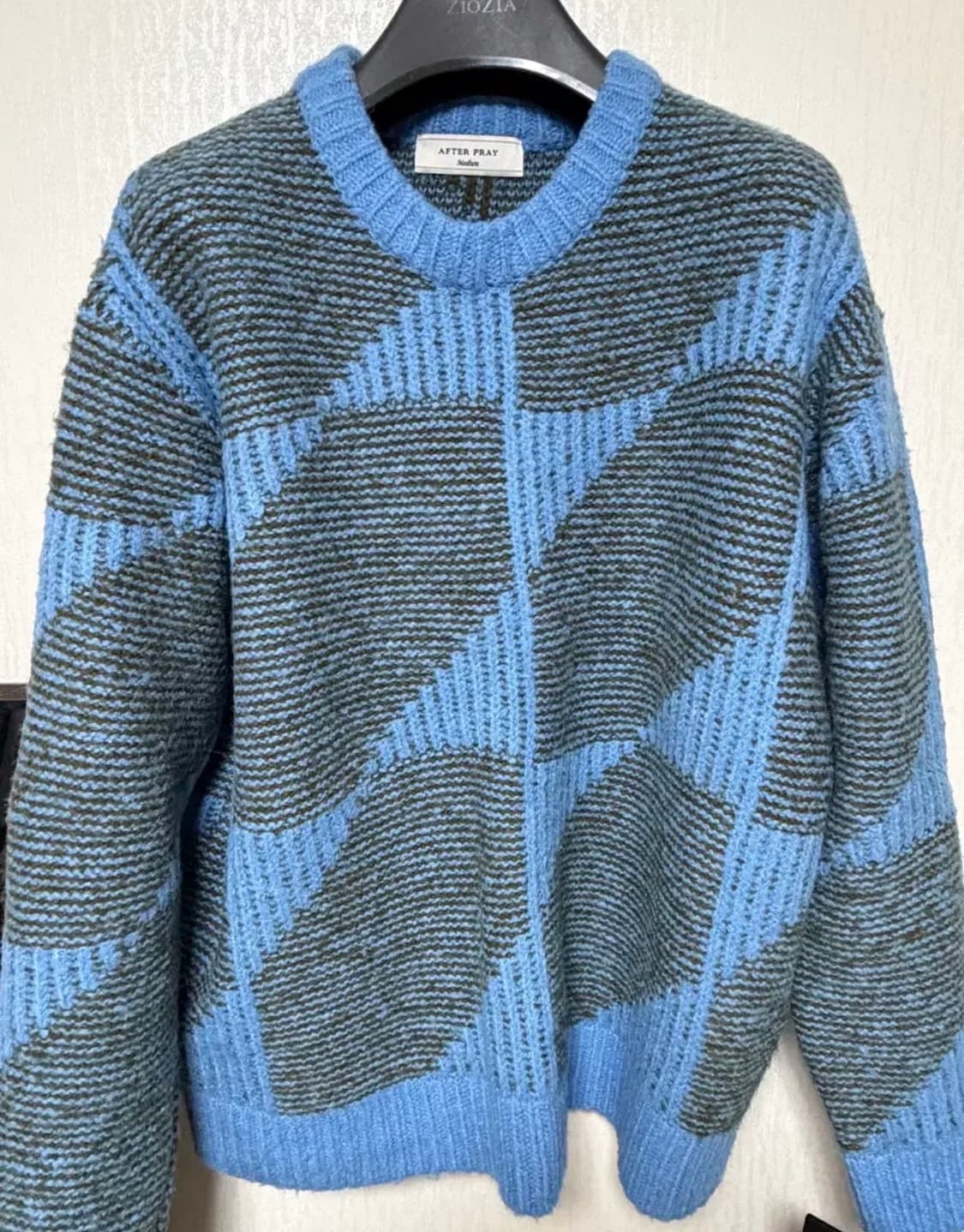 애프터프레이 헥사고날 자카드 니트 블루 M사이즈 상품이미지1