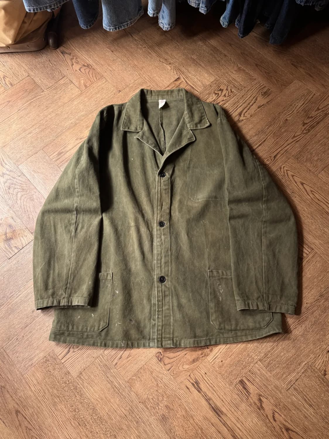 [2XL]90's 빈티지 페이딩 몰스킨 베드포드 타입 프렌치 워크 자켓 상품이미지1