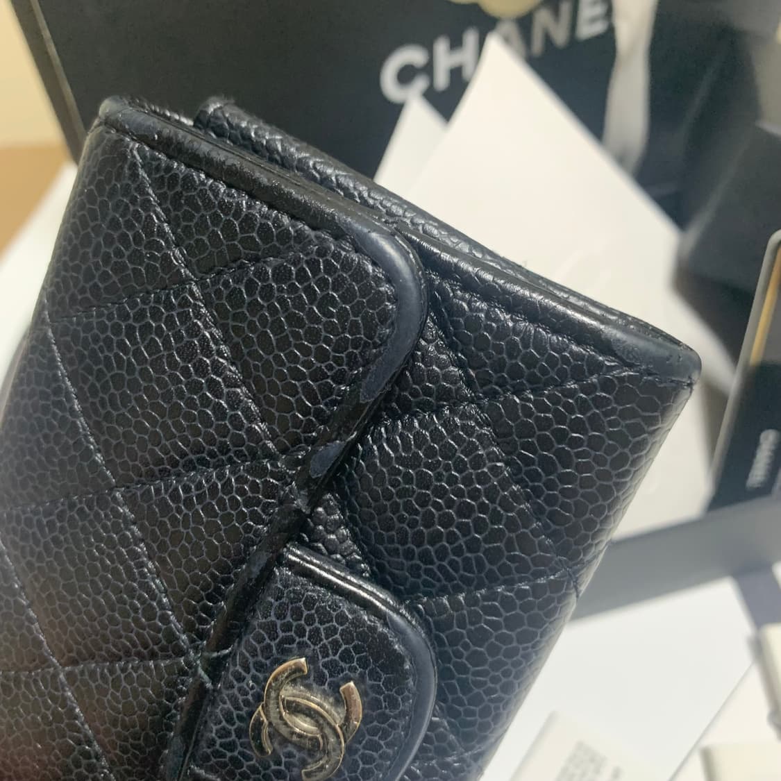 샤넬 클래식 캐비어 카드지갑 은장 똑딱이 클똑 상품이미지5