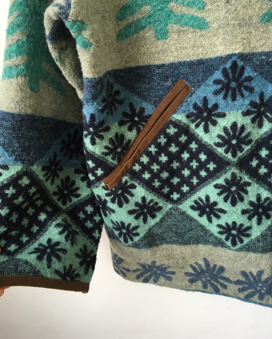 Snow pattern woolen hood jacket 상품이미지5