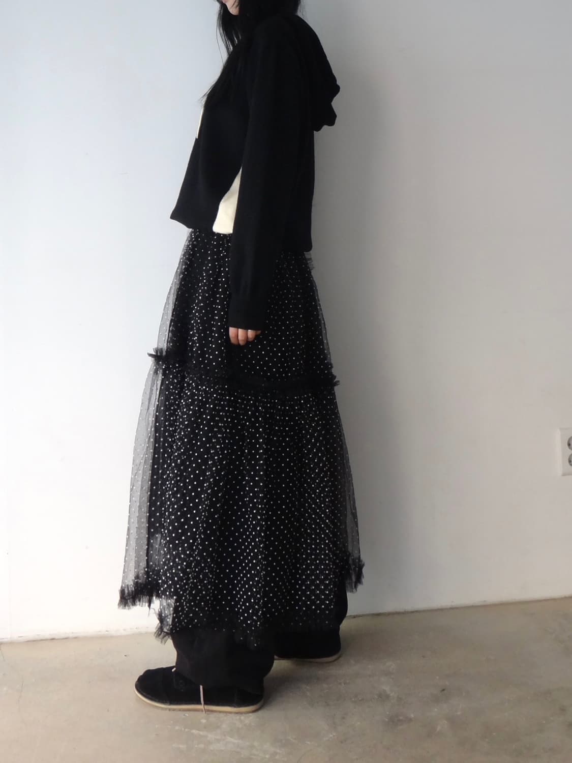 Hoody line knit / black 상품이미지6