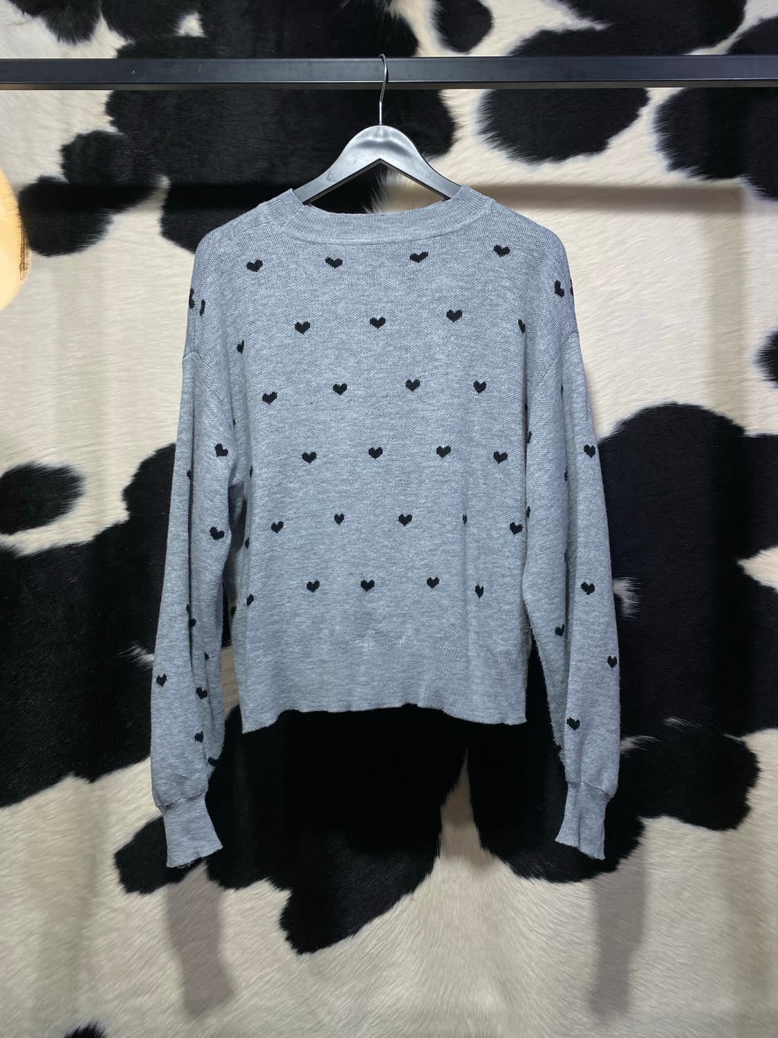 Japanese vtg 하트 땡땡이 그레이 니트 상품이미지5