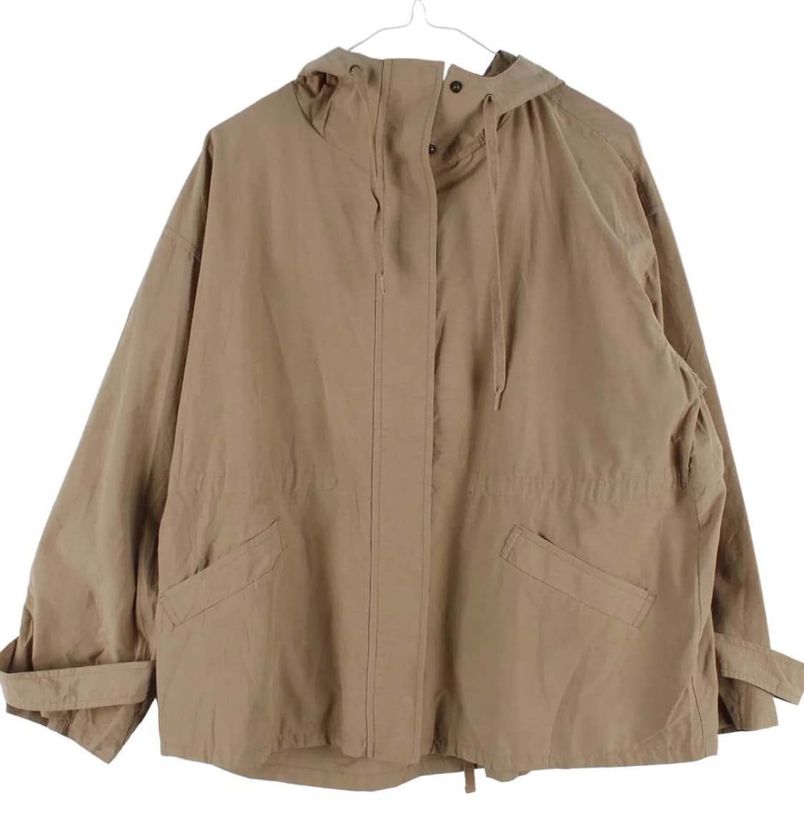 베이지색 빈티지 후드자켓 미디 트렌치코트 상품이미지1