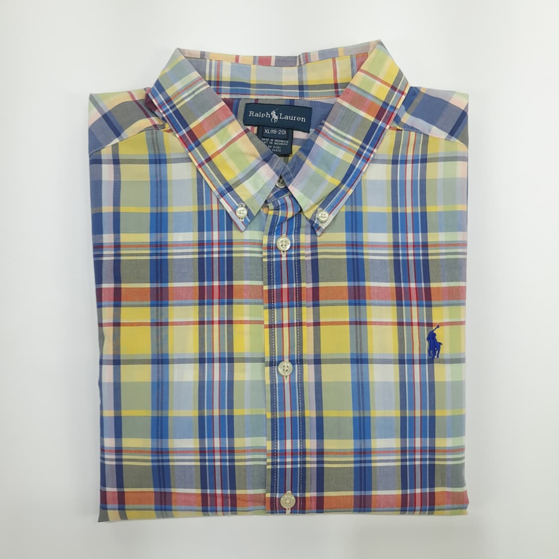 Co797W XL 폴로 랄프로렌 옐로우블루 매드라스 긴팔 셔츠 남방 상품이미지8