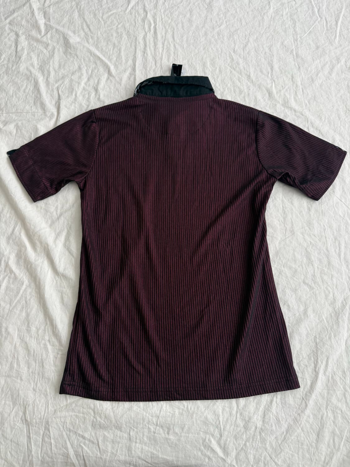 버건디 펑크 셔츠 레이어드 반팔탑 상품이미지4