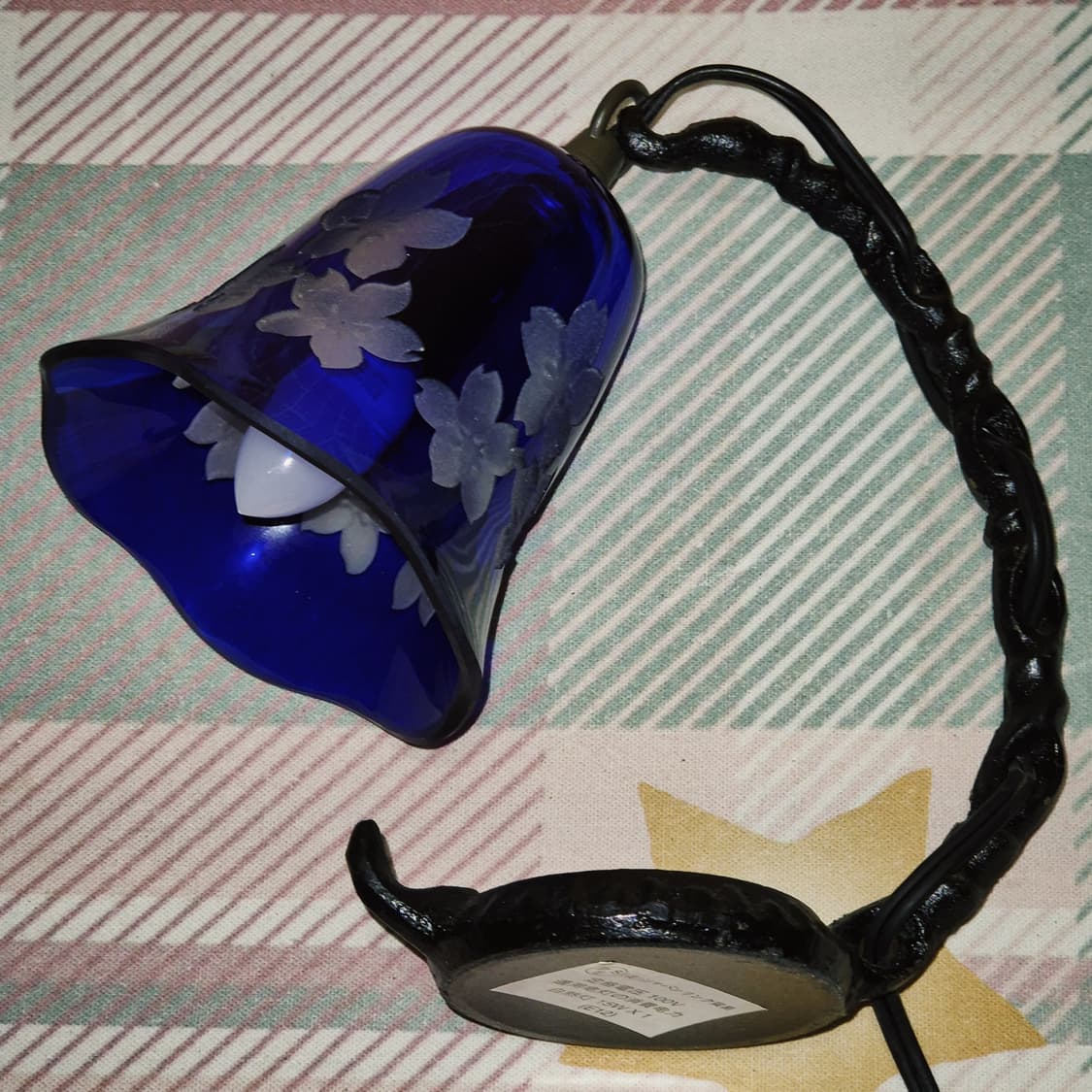 90s 오타루 핸드블로운 카빙 꽃잎 벨 램프 상품이미지10