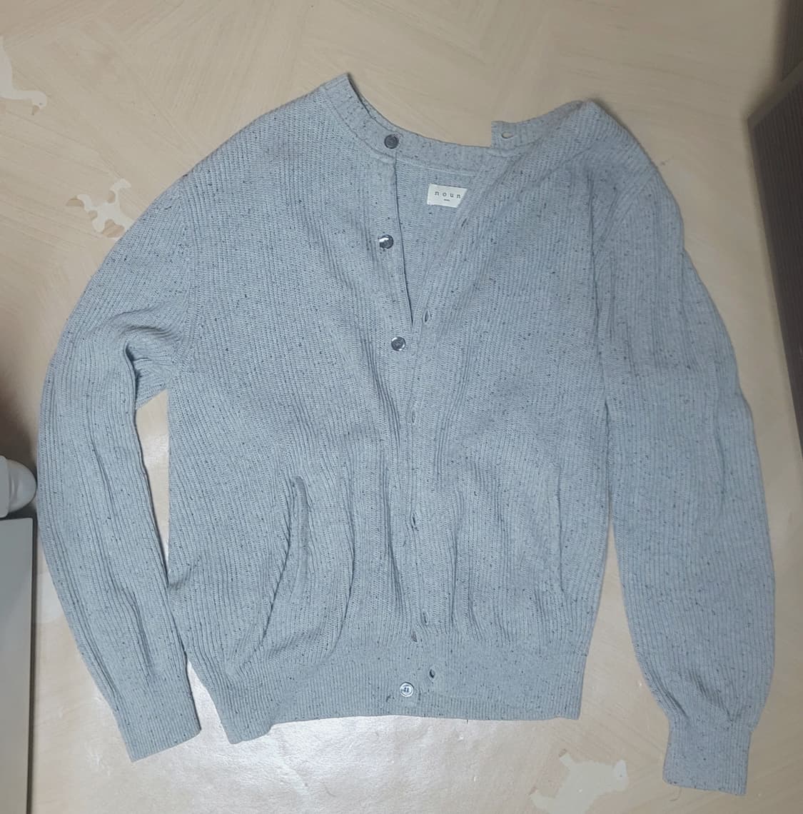 노운 넥 얀 크루넥 카디건(그레이) 상품이미지4