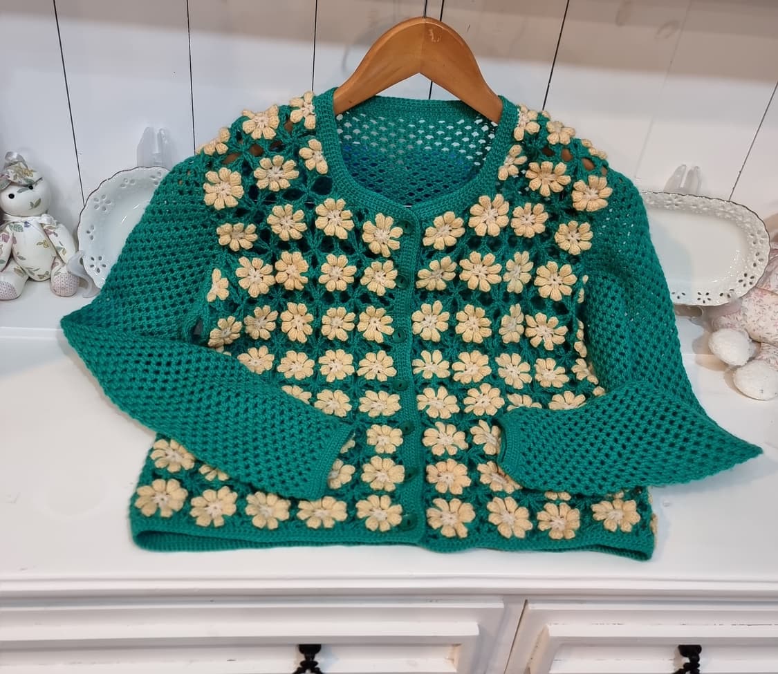 핸드메이드 꽃 모티브 크로셰 가디건 상품이미지4