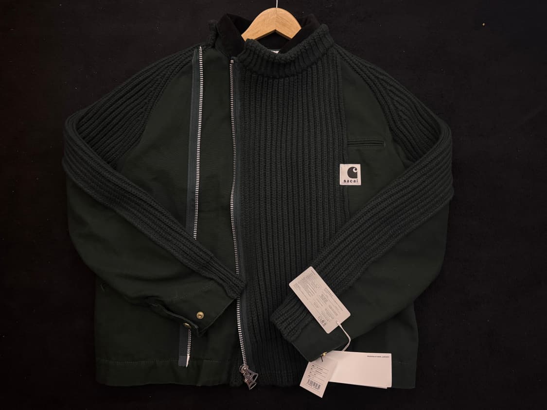사카이&칼하트 덕 울 니트 자켓 다크그린 상품이미지1