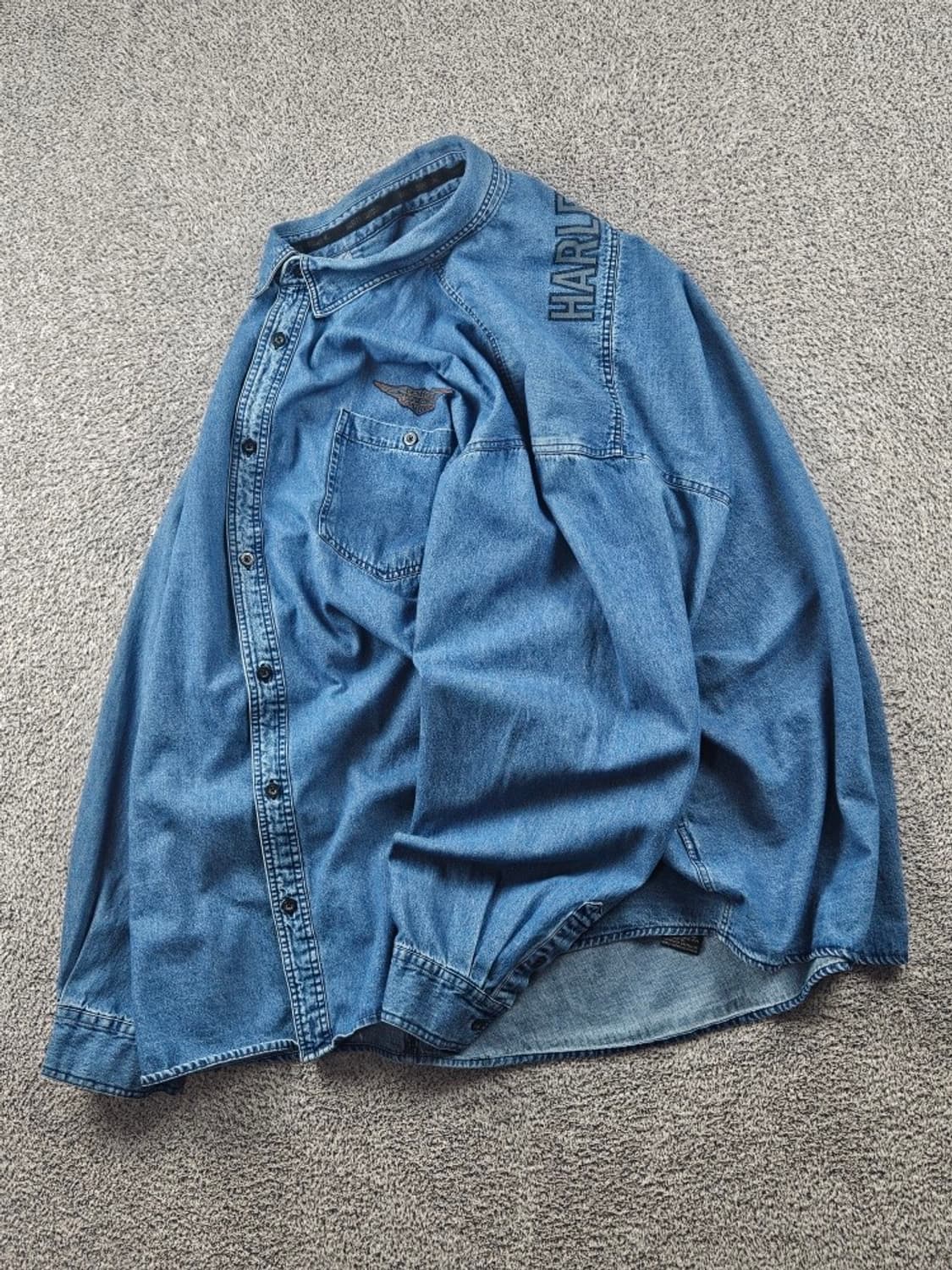 할리데이비슨 스펠아웃 레터링 로고 포켓 데님 셔츠 (5XL)/ 10832 상품이미지3