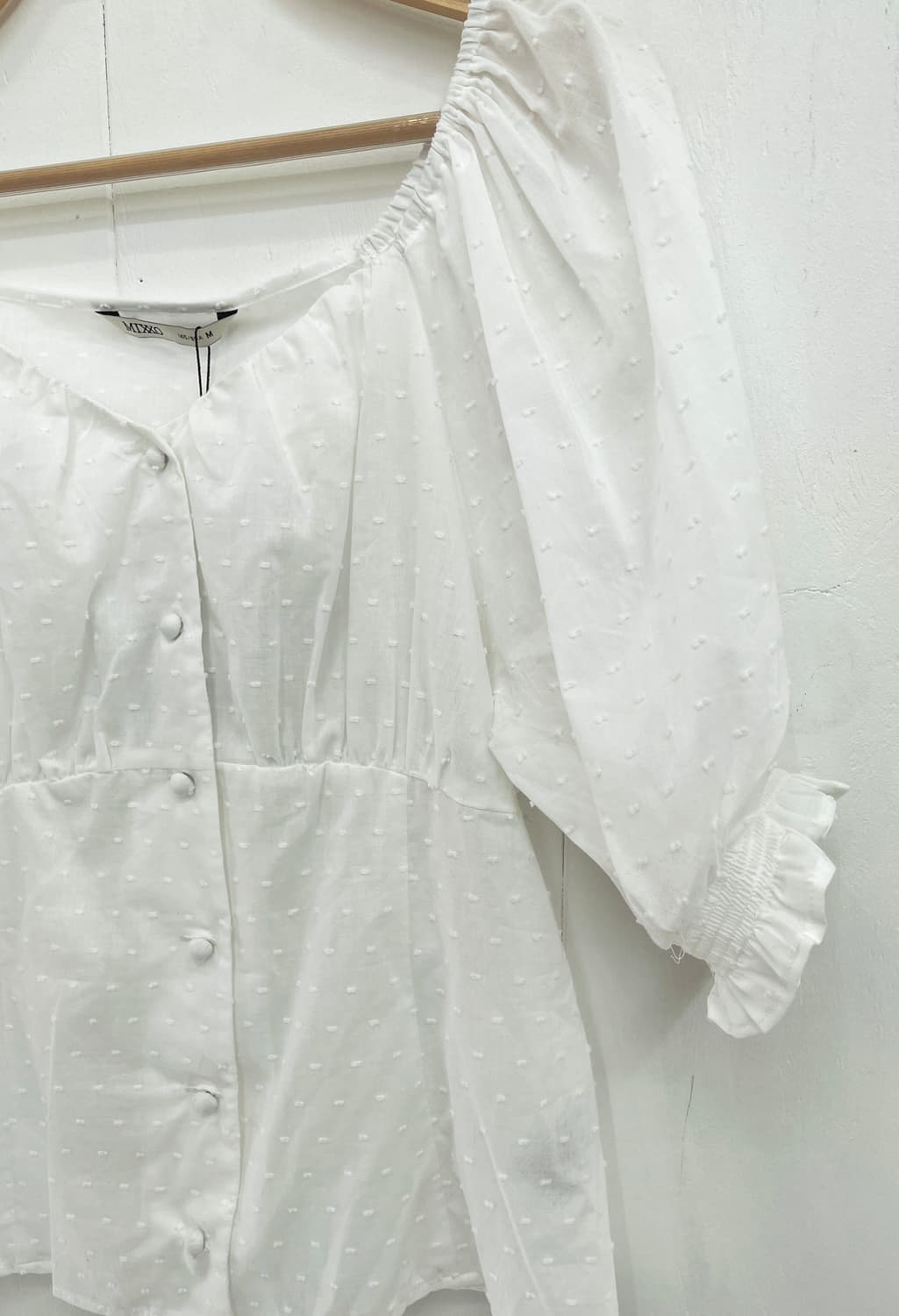 미쏘(MIXXO) 스퀘어넥 퍼프 셔링 블라우스 상품이미지5