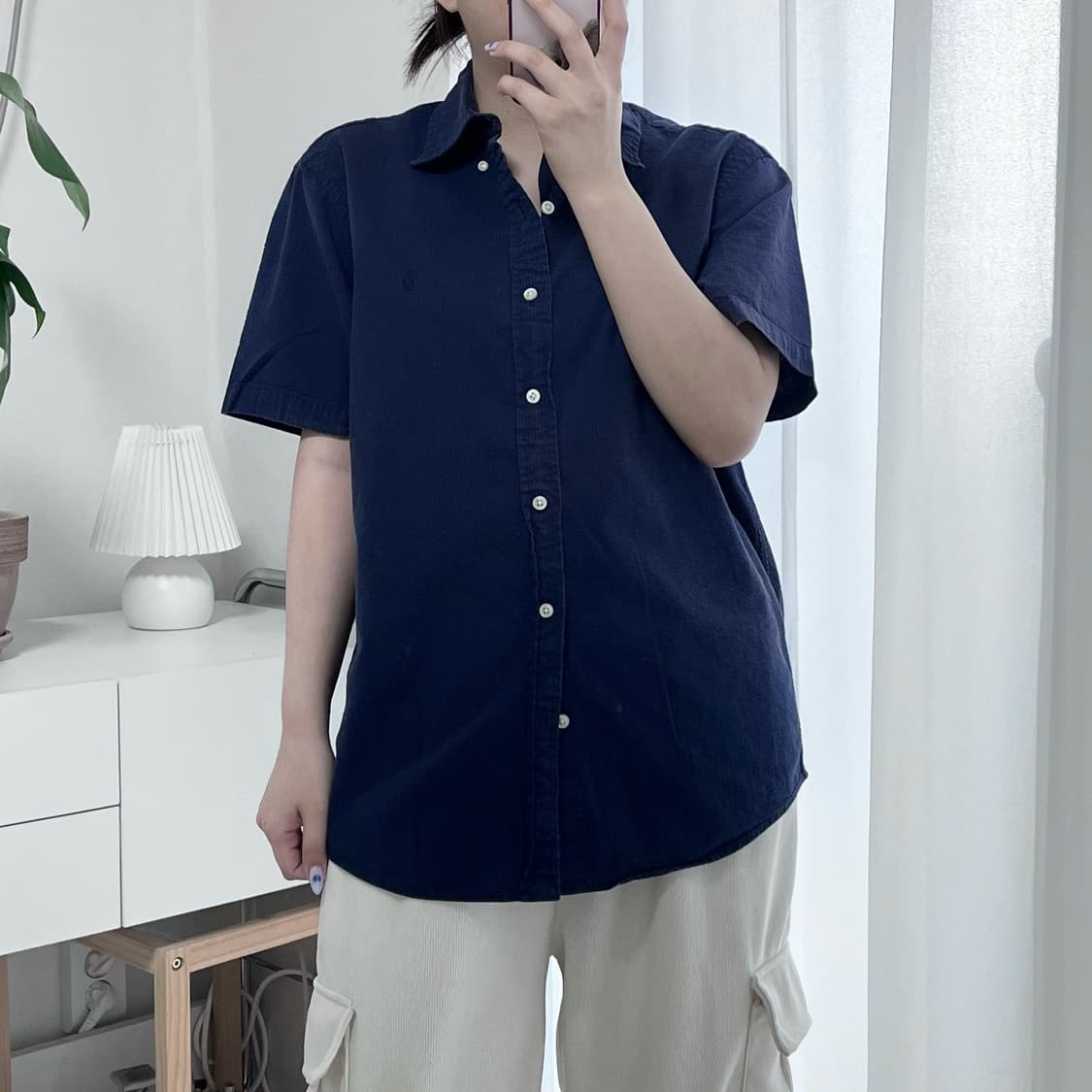 [정품] 폴로 네이비 / 블랙포니 시어서커 반팔셔츠 [ M ] 상품이미지3
