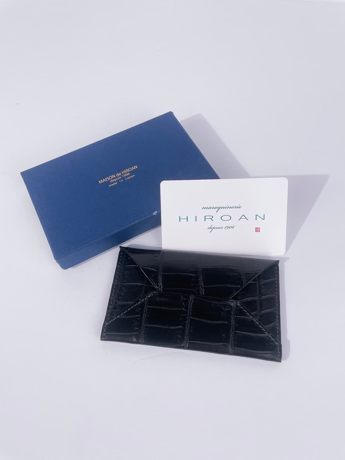 (정품/새상품) 메종 드 히로안 블랙 악어가죽 카드지갑 상품이미지1