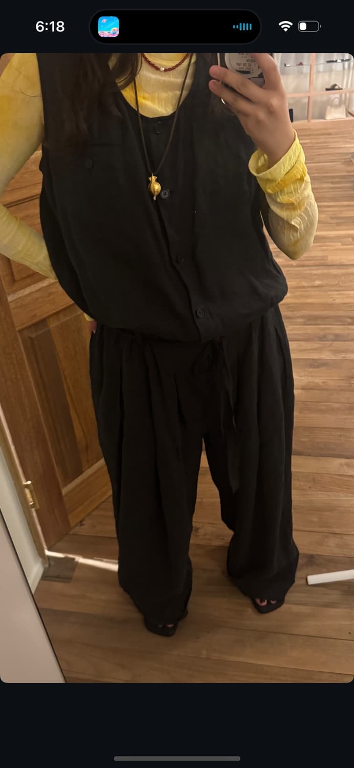 에토스 린넨 벨티드 점프슈트 블랙 상품이미지4