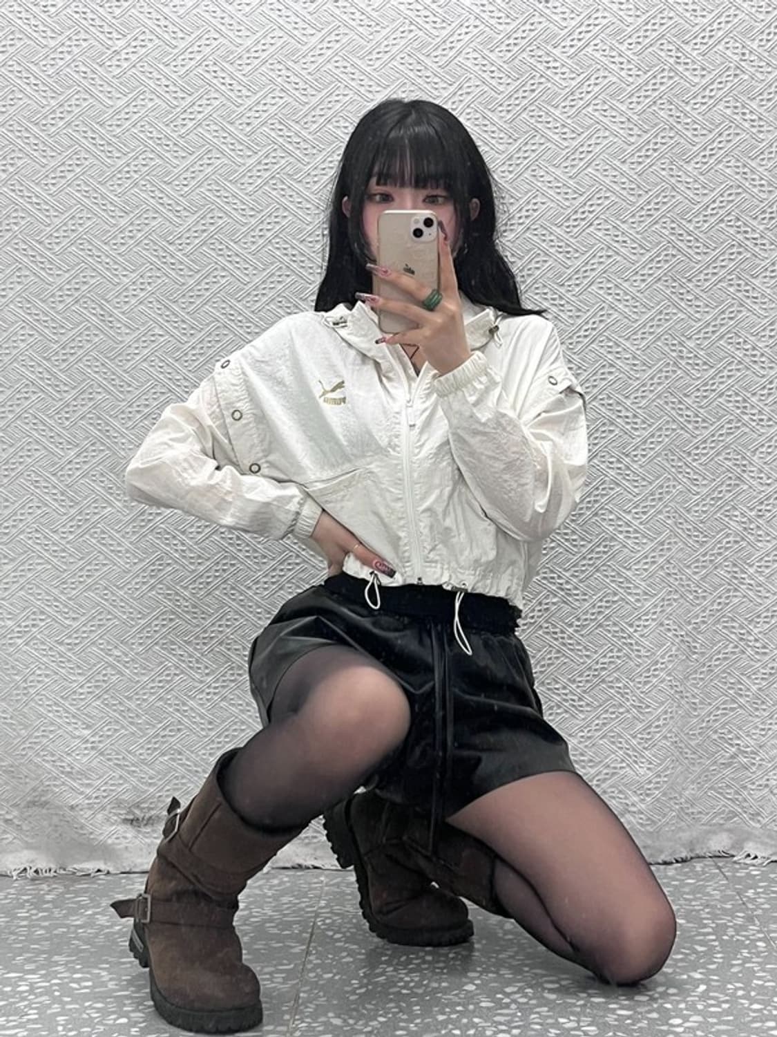 푸마 빈티지 스트릿 펑크 아일렛 크롭 바람막이 자켓 S C11612 상품이미지1