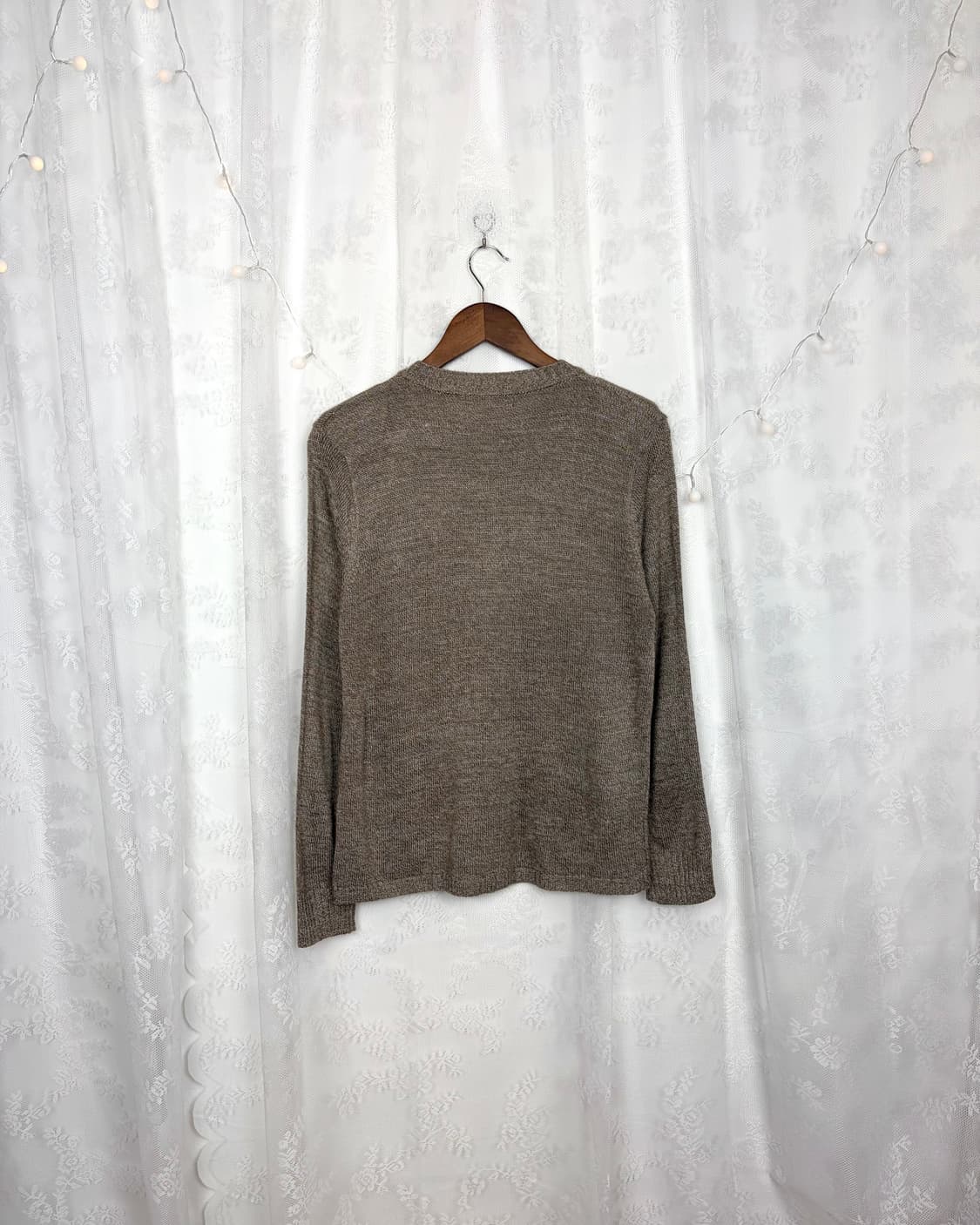 Button-front henley knit cardigan(brown) 상품이미지5