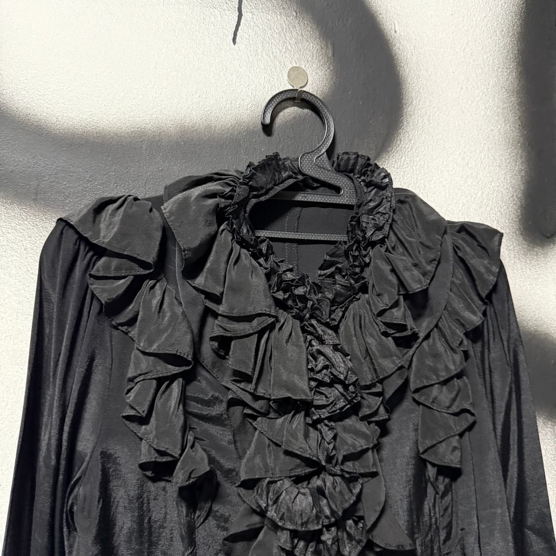 VTG 빈티지 긱시크 펑크 블랙 프릴 러플 디테일 셔츠 블라우스 상품이미지3