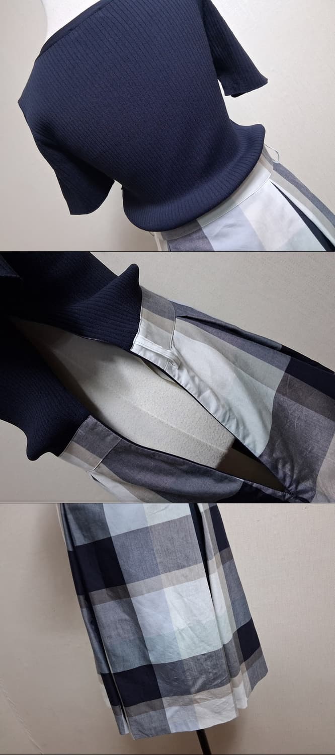 BLUE LABEL CRESTBRIDGE 원피스 네이비반팔니트배색체크   상품이미지8