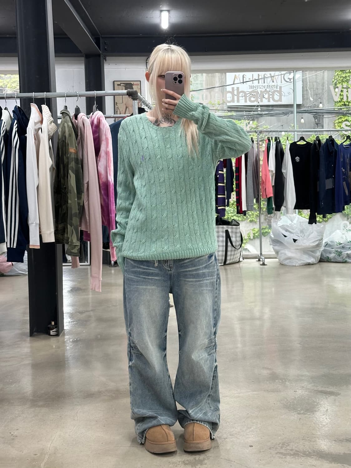 폴로 랄프로렌 민트 케이블 꽈배기 긴팔 니트 상품이미지3