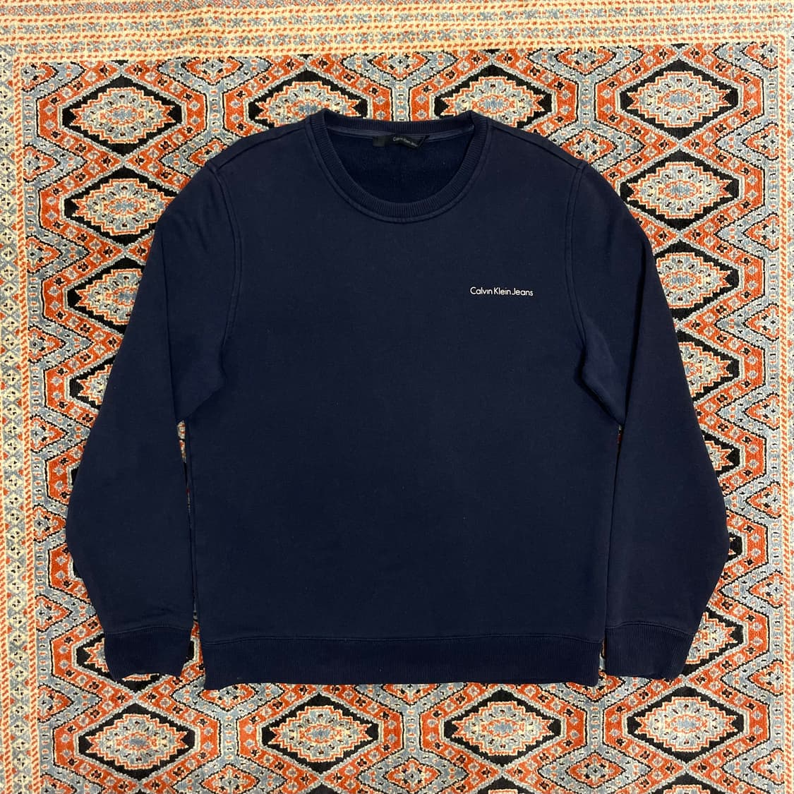 캘빈클라인진스 스펠로고 네이비 기모 맨투맨 남성L 상품이미지1