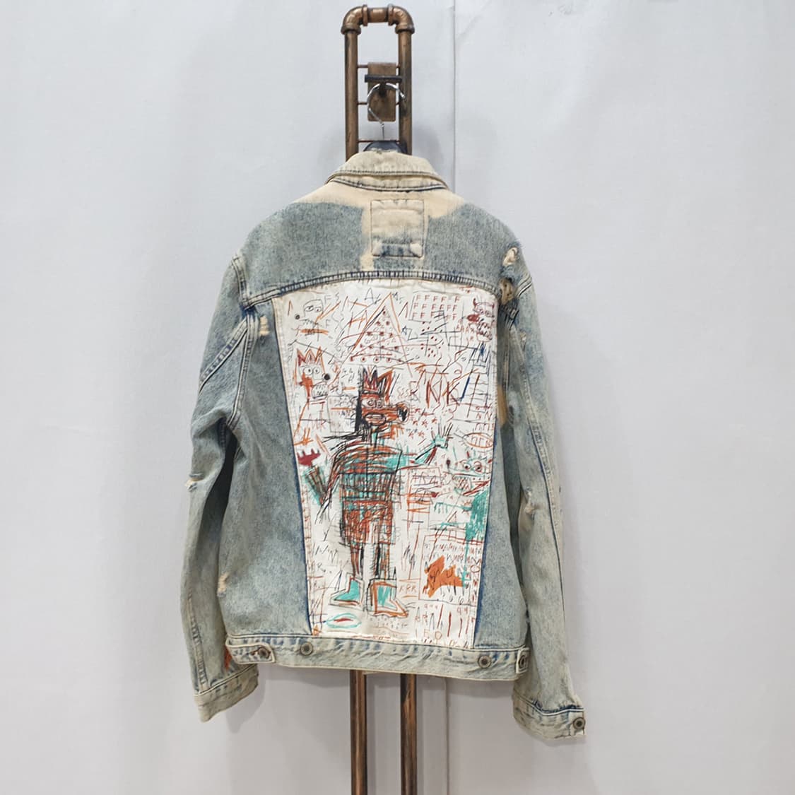 자라 장미쉘바스키아 콜라보 데님 트러커자켓 XL 상품이미지3