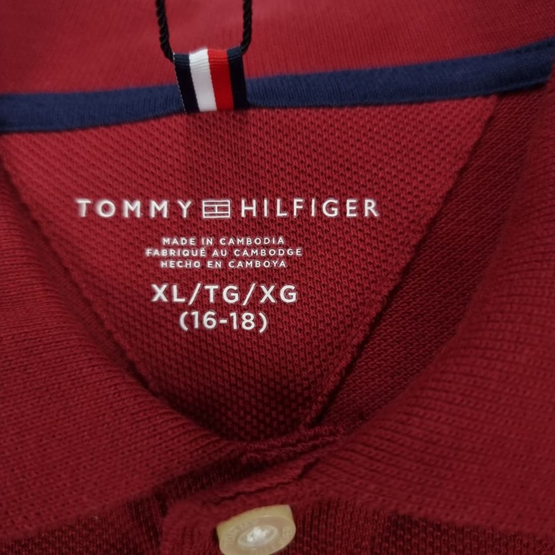 [타미힐피거] (새상품) 로고 자수 카라티 버건디 M20182 상품이미지9