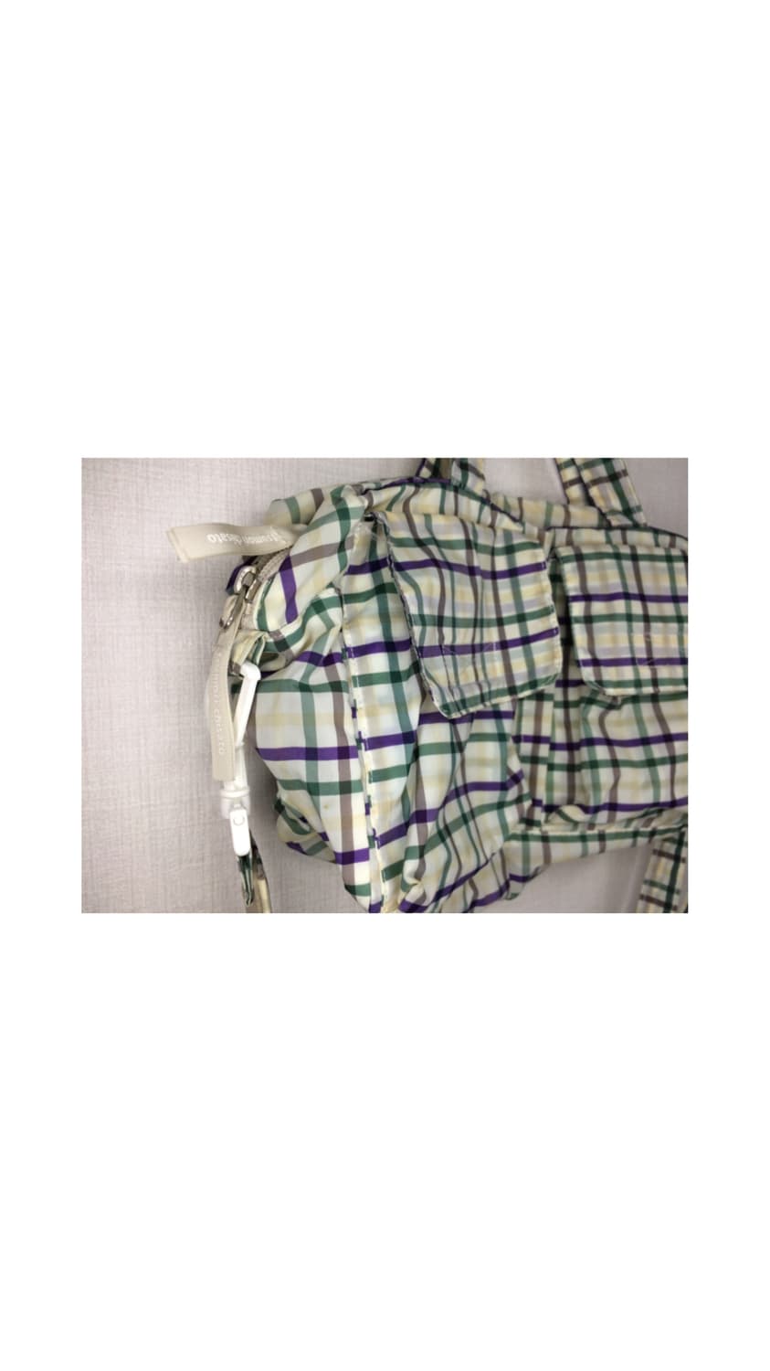 츠모리 치사토 그린 퍼플 체크 경량 토트백 크로스백 상품이미지3